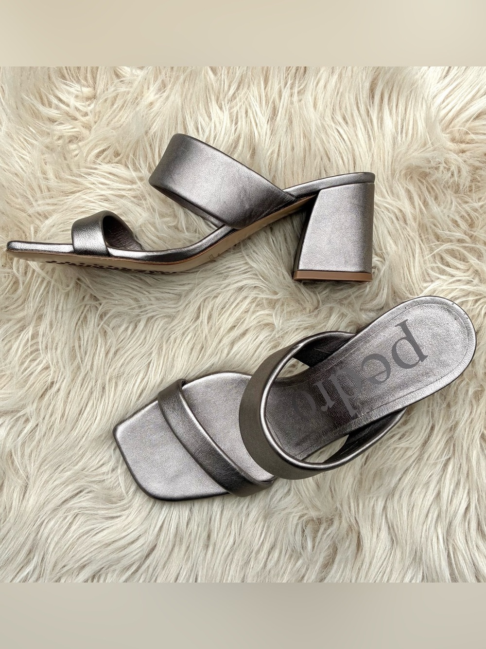 Pedro Garcia NWOT Isella Block Heel Pewter Sandals Sz 40, 10 US - Picture 2 of 7